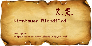 Kirnbauer Richárd névjegykártya
